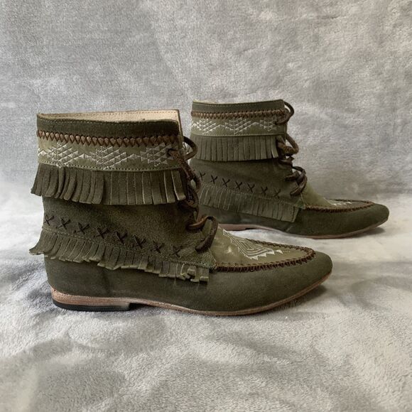 Freebird by Steven Tribe Boots Womens Size 6 Suede Embroidered Aztec Southwest - Picture 6 of 16